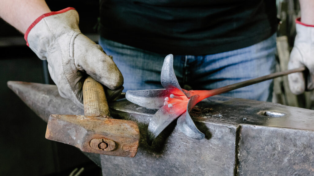 Making a wrought iron flower  